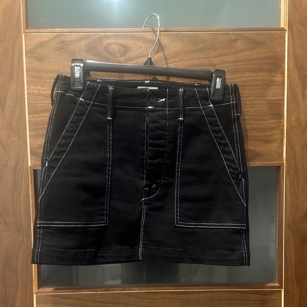 MOTHER brand Black Women's Denim Skirt with Contrast Stitching